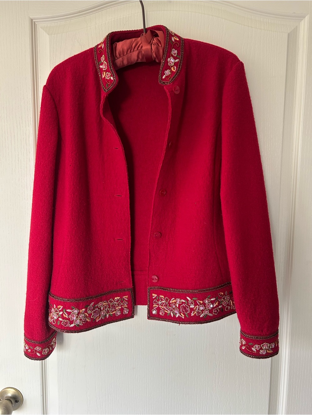 Talbots Red Embroidered Wool Blazer